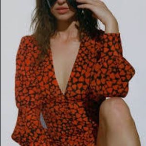 Realisation Par the Kaia Top in Black Red Hearts XS LIKE NEW